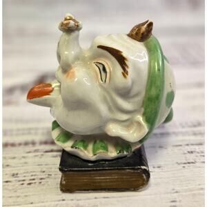 Vintage Mid Century Clown Head Ashtray Bee On Nose Porcelain Figural Tobacciana
